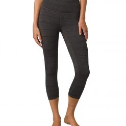PrAna Transform High Waisted Yoga Capris Charcoal Stripe CLOTHING