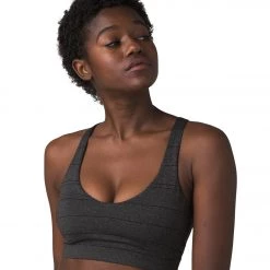 PrAna Yoga Sports Bra Charcoal Stripe NEW ARRIVALS