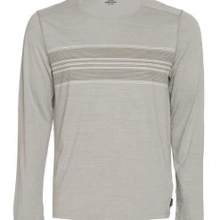 PrAna Men's Prospect Heights Graphic Long Sleeve Shirt Grey Stripe