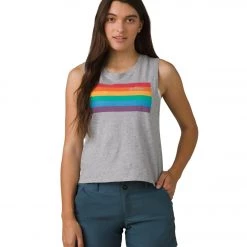 CLOTHING PrAna Organic Graphic Sleeveless Tee Heather Grey Pride