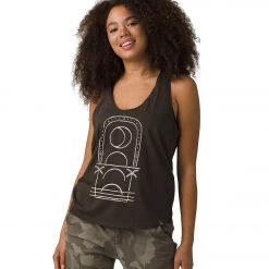PrAna Organic Graphic Tank Washed Black Moonrise CLOTHING