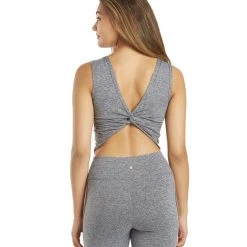 CLOTHING Spiritual Gangster Twisted Open Back Tank Heather Gray