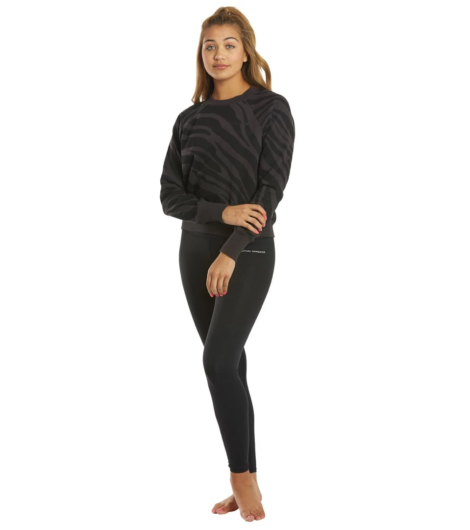 Spiritual Gangster Bridget Raglan Pullover Tonal Zebra Black 6 Spiritual Gangster Bridget Raglan Pullover Tonal Zebra Black