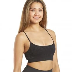 Spiritual Gangster Wide Rib Scoop Bra Black CLOTHING