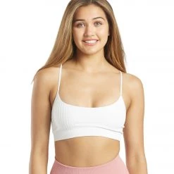 Spiritual Gangster Wide Rib Scoop Bra White CLOTHING