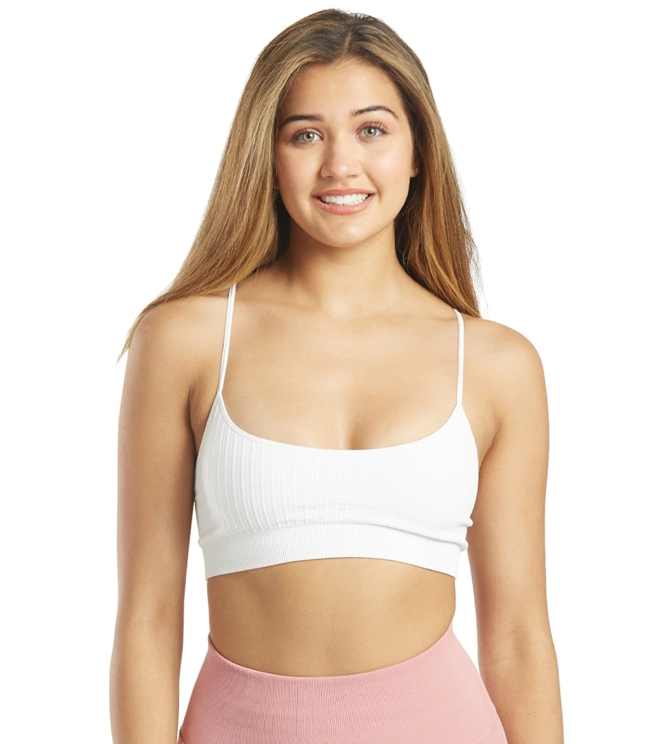 Spiritual Gangster Wide Rib Scoop Bra White CLOTHING 3 Spiritual Gangster Wide Rib Scoop Bra White CLOTHING
