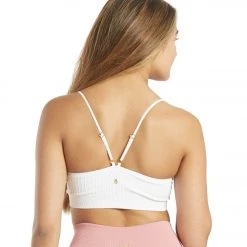 Spiritual Gangster Wide Rib Scoop Bra White CLOTHING 11 Spiritual Gangster Wide Rib Scoop Bra White CLOTHING