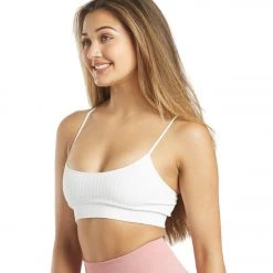 Spiritual Gangster Wide Rib Scoop Bra White CLOTHING 13 Spiritual Gangster Wide Rib Scoop Bra White CLOTHING