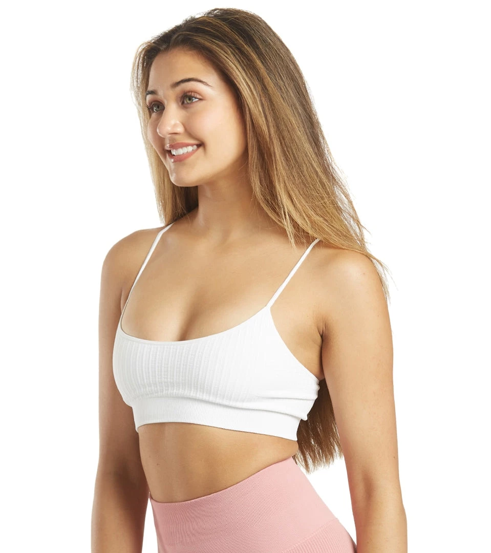 Spiritual Gangster Wide Rib Scoop Bra White CLOTHING 7 Spiritual Gangster Wide Rib Scoop Bra White CLOTHING