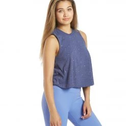 CLOTHING Spiritual Gangster Crop Yoga Tank Classic Navy Shimmer