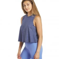 CLOTHING Spiritual Gangster Crop Yoga Tank Classic Navy Shimmer