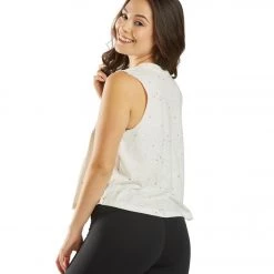 Women Spiritual Gangster Crop Yoga Tank Stone Shimmer