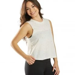 Women Spiritual Gangster Crop Yoga Tank Stone Shimmer