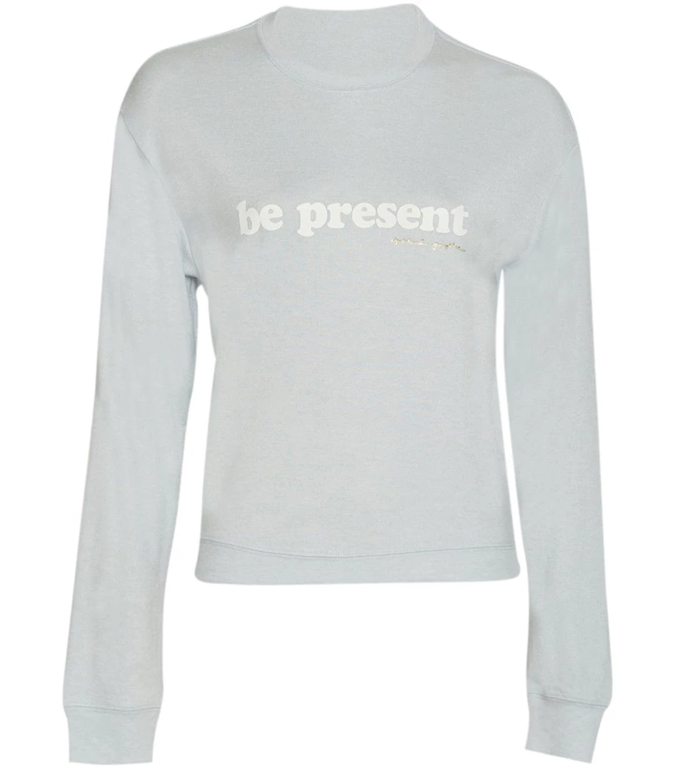 Spiritual Gangster Present Crew Neck Savasana Pullover Winter Blue CLOTHING 5 Spiritual Gangster Present Crew Neck Savasana Pullover Winter Blue CLOTHING