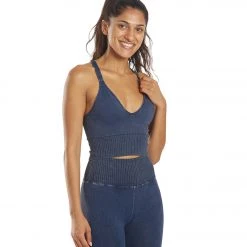 NEW ARRIVALS Free People Movement Good Karma Crop Yoga Top Deepest Navy