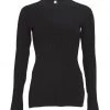Free People Blissed Out Long Sleeve Top Black CLOTHING