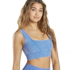 Free People Good Karma Square Neck Sports Bra Vintage Blue NEW ARRIVALS