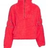 Free People Nantucket Fleece Pullover Neon Coral