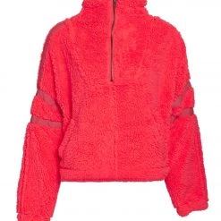 Free People Nantucket Fleece Pullover Neon Coral