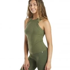 Free People Blissed Out Yoga Tank Cargo Khaki