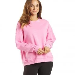 Free People Solid Metti Crew Neck Pullover Miami Pink CLOTHING