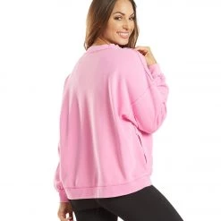 Free People Solid Metti Crew Neck Pullover Miami Pink CLOTHING