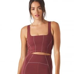 CLOTHING Glyder Corseted Yoga Sports Bra Merlot/White