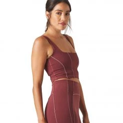 CLOTHING Glyder Corseted Yoga Sports Bra Merlot/White