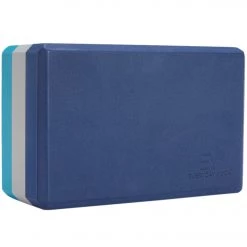 Everyday Yoga 4 Inch Tri Color Foam Yoga Block Navy/Slate/Peacock