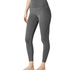 Beyond Yoga Heather Rib High Waisted 7/8 Yoga Leggings Smoke Gray Heather