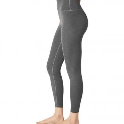 Beyond Yoga Heather Rib High Waisted 7/8 Yoga Leggings Smoke Gray Heather