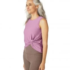 Beyond Yoga Featherweight Spacedye Front Twist Muscle Tank Orchid Haze
