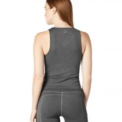 Beyond Yoga Heather Rib Square Neck Yoga Tank Smoke Gray Heather