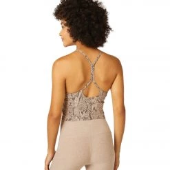 Beyond Yoga Spacedye Printed Slim Racerback Cropped Tank Chai Cocoa Brown Leopard CLOTHING
