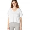 CLOTHING Beyond Yoga Deep V Pocket Tee White 1 CLOTHING Beyond Yoga Deep V Pocket Tee White