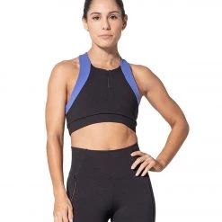 925Fit Zip Line Yoga Sports Bra Black CLOTHING