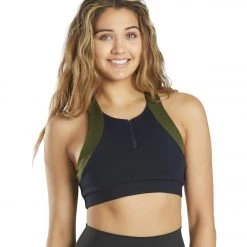 CLOTHING 925Fit Zip Line Yoga Sports Bra Navy
