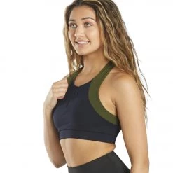 CLOTHING 925Fit Zip Line Yoga Sports Bra Navy