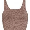 DYI Elevate Printed Yoga Sports Bra Taupe Leopard Spots