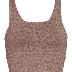 DYI Elevate Printed Yoga Sports Bra Taupe Leopard Spots