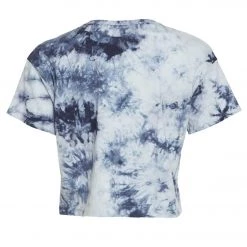 DYI Crop Yoga Tee Blue Photo Tie Dye CLOTHING