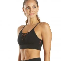 CLOTHING Hard Tail Lattice Yoga Bra Top Black