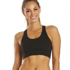 Hard Tail Scoop Mesh Back Yoga Bra Black