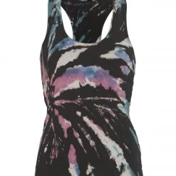 CLOTHING Hard Tail Racer Back Yoga Tank Berry Black Tie Dye