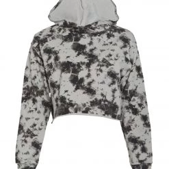 DYI Crop After Yoga Hoodie Black Photo Tie Dye