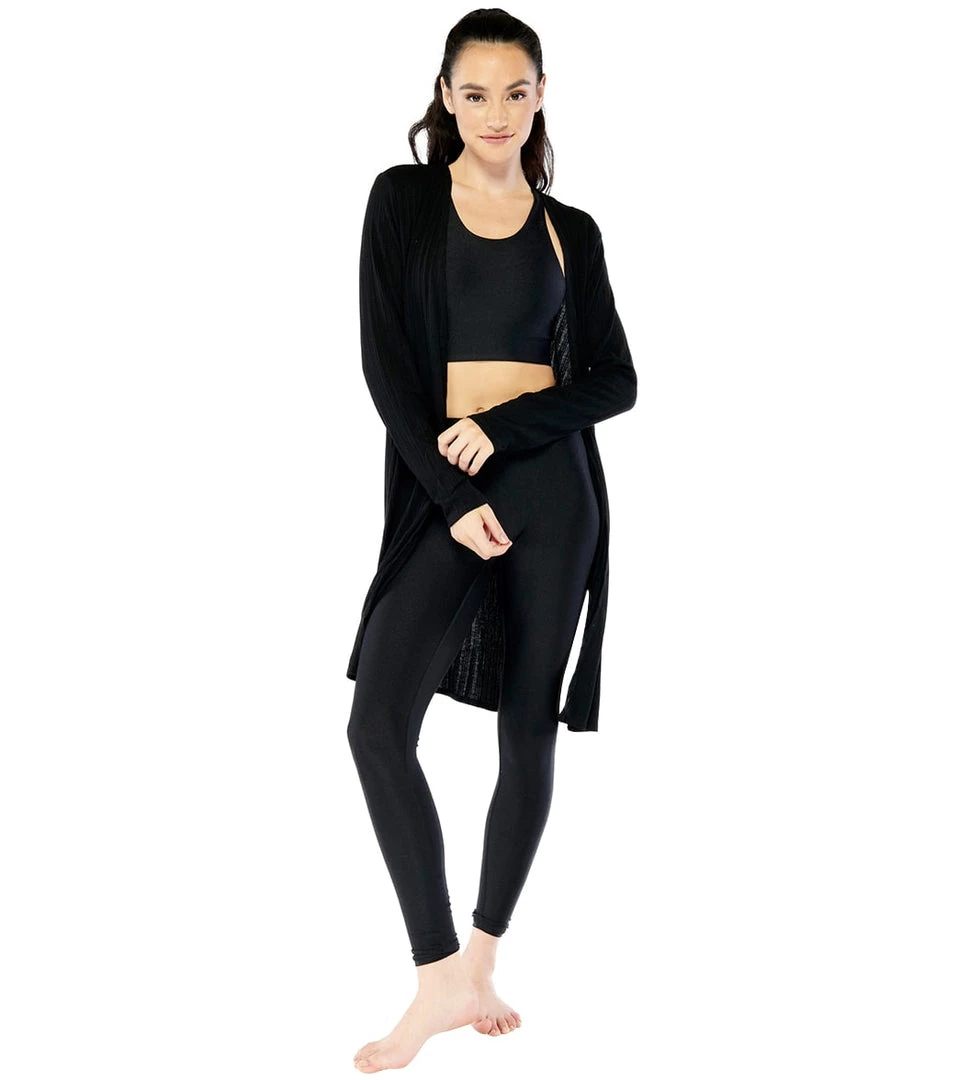 Electric Yoga Ribbed Slitted Cardigan 3 Electric Yoga Ribbed Slitted Cardigan