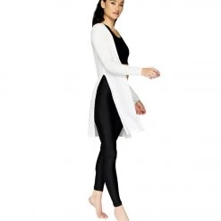 Electric Yoga Ribbed Slitted Cardigan White