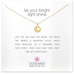Dogeared Let Your Bright Light Shine, Sun And Moon Necklace Gold ACCESSORIES