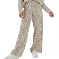 Sadie & Sage Cozy Leopard Pants Taupe CLOTHING