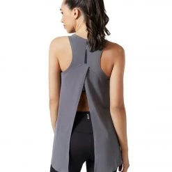 Lilybod Kendall Tie Back Yoga Tank Charcoal CLOTHING